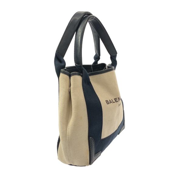 Balenciaga Bag Canvas Hippo Ivory XS Navy Tote - Picture 1 of 12